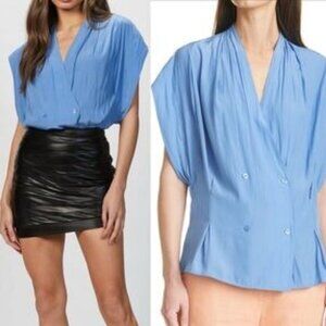 Smythe Draped Blue Blouse